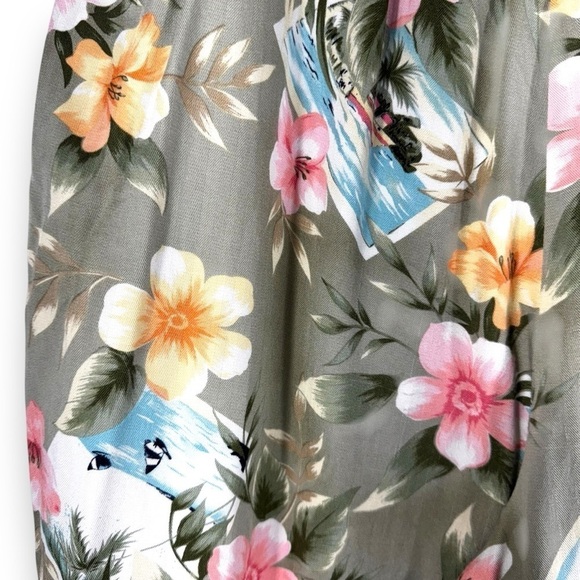 Island Traders Drawstring Waist Cropped Beach Pants, Postcard Print, Size XXL - Picture 9 of 12